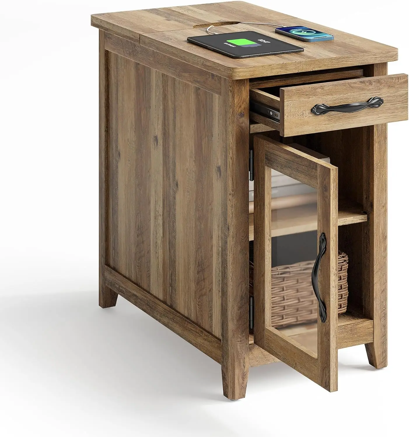 End Table with Charging Station, Narrow Side Table for Living Room, Sofa Side Table with Drawer and Storage Cabinet, Small Night
End Table with Charging Station, Narrow Side Table for Living Room, Sofa Side Table with Drawer and Storage Cabinet, Small Night