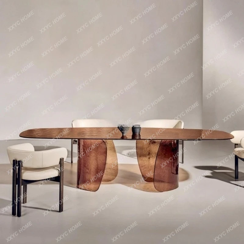 L Hot melt craft stained glass dining table villa personality creative art long table
L Hot melt craft stained glass dining table villa personality creative art long table