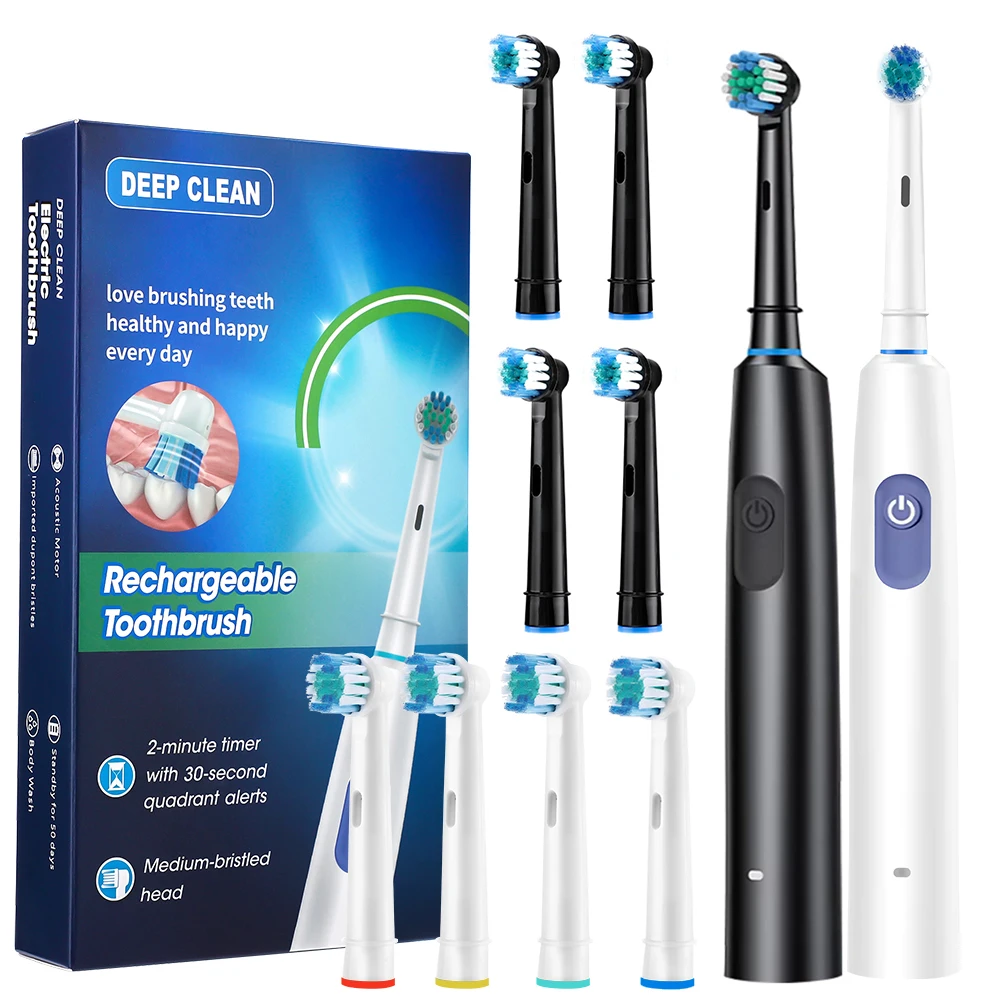 Smart Rotary Electric Toothbrush 5 Mode Oral Teeth Whitening Cleaning Timer Electric Teethbrush with 4 Teethbrush Heads
Smart Rotary Electric Toothbrush 5 Mode Oral Teeth Whitening Cleaning Timer Electric Teethbrush with 4 Teethbrush Heads