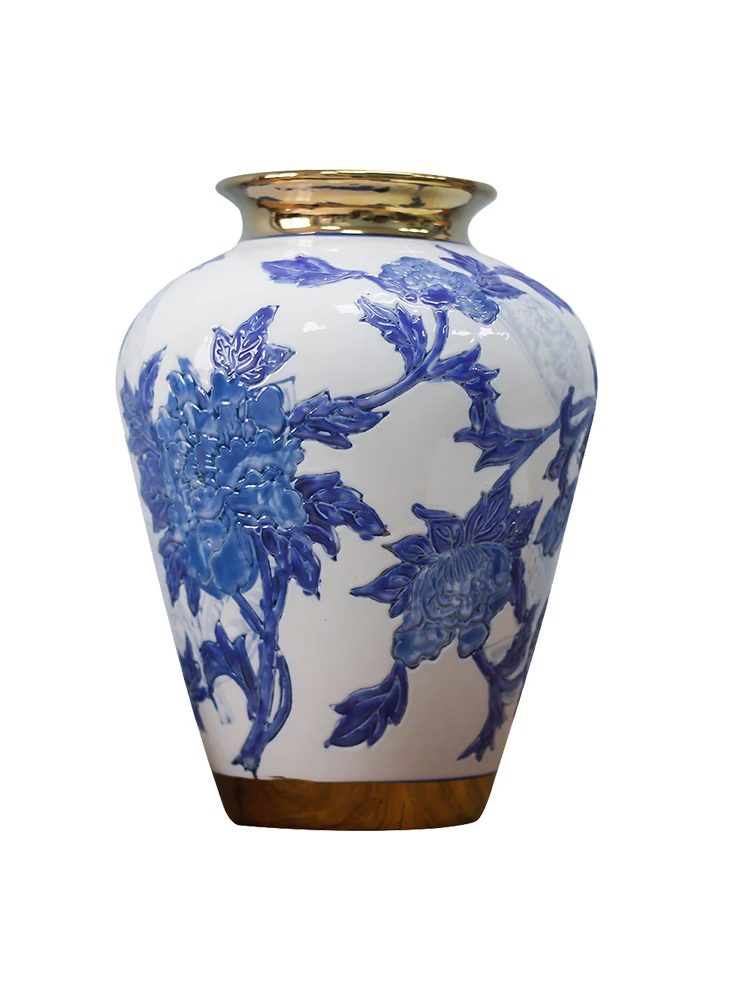 HJ hand-painted Beijing peony blue and white porcelain plum vase living room entrance dining table high-quality ornament gift
HJ hand-painted Beijing peony blue and white porcelain plum vase living room entrance dining table high-quality ornament gift