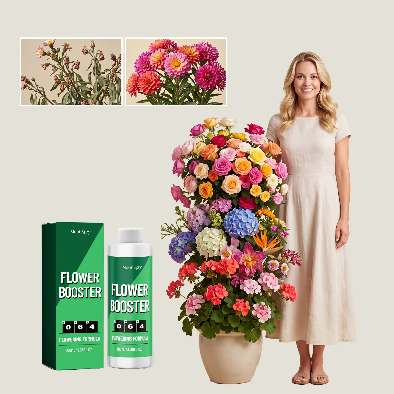 Flower Booster Plant Growth Enhancer Potted Bloom Stimulator Root Soil Nutrition Liquid for Indoor Outdoor Garden Flower Care
Flower Booster Plant Growth Enhancer Potted Bloom Stimulator Root Soil Nutrition Liquid for Indoor Outdoor Garden Flower Care