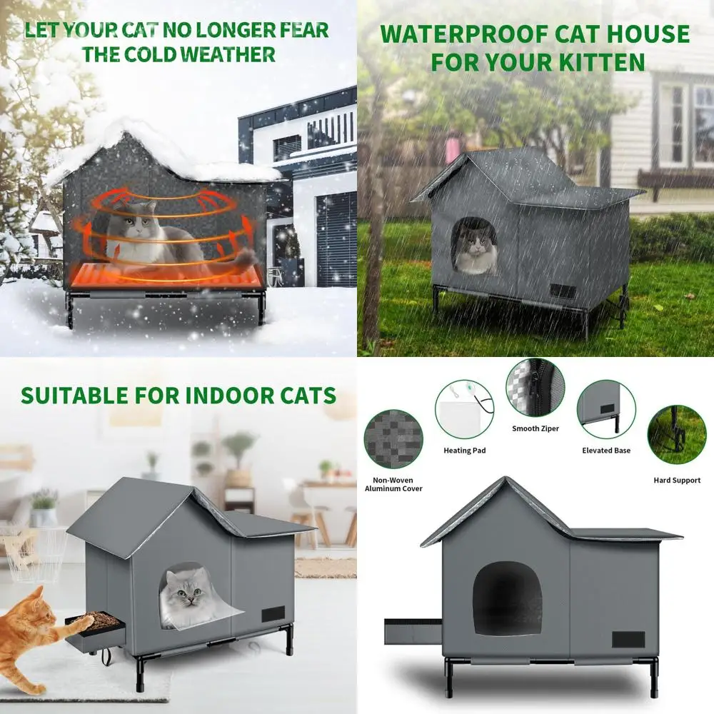 Medium Gray Outdoor Cat House with Removable Weatherproof Cover and Heating Pad
Medium Gray Outdoor Cat House with Removable Weatherproof Cover and Heating Pad