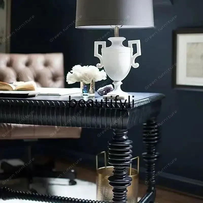 American neoclassical solid wood black desk light luxury design conference table computer table A16
American neoclassical solid wood black desk light luxury design conference table computer table A16