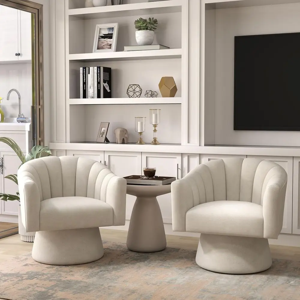 Pair of Velvet 360° Swivel Barrel Chairs for Living Room, Bedroom, or Office (Beige)
Pair of Velvet 360° Swivel Barrel Chairs for Living Room, Bedroom, or Office (Beige)