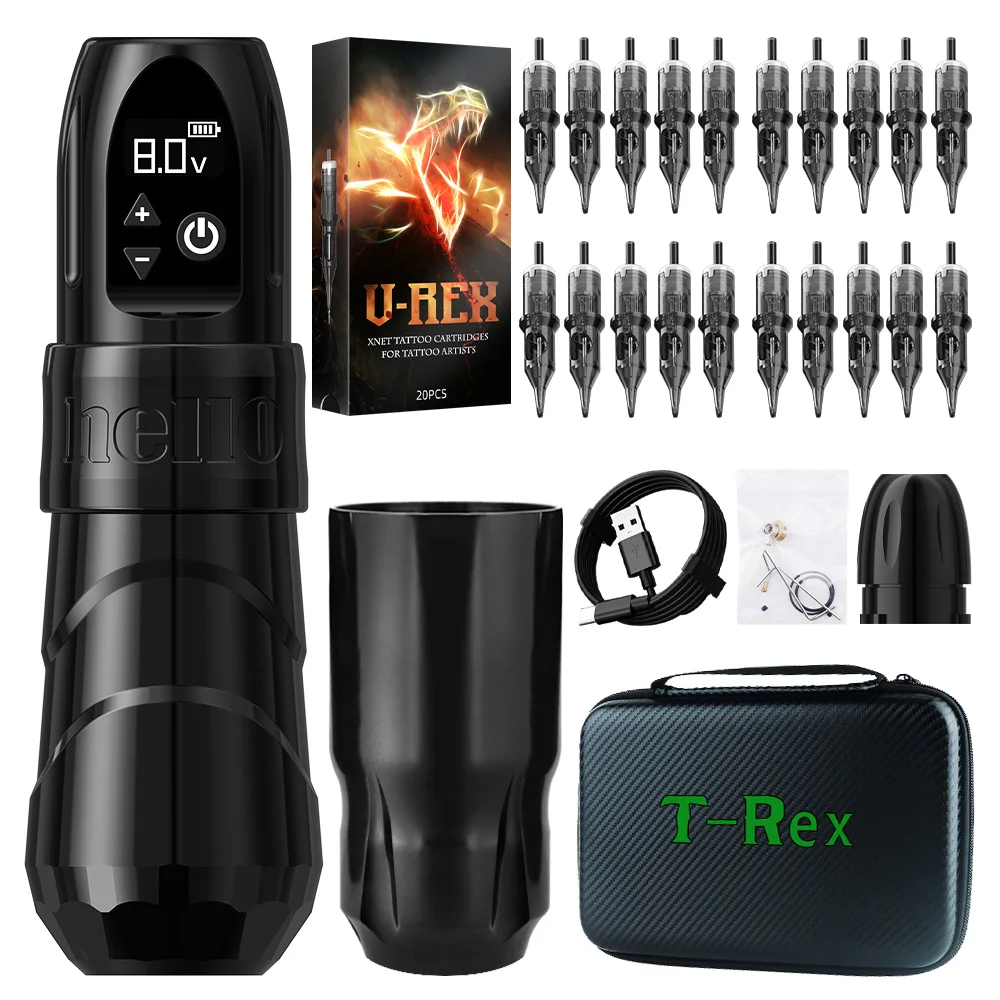 Tattoo Kit or Tattoo Machine T-Rex New Cool Tattoo Pen Kit with Extra Grip 1800mAh Battery Wireless Tattoo Gun Kit
Tattoo Kit or Tattoo Machine T-Rex New Cool Tattoo Pen Kit with Extra Grip 1800mAh Battery Wireless Tattoo Gun Kit