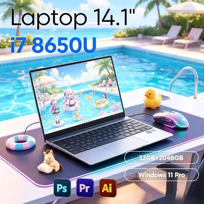 Slim and Portable 14.1 Inch Laptop Features I7-8650U,16GB/32GB Memory and Win11 System, It Is a Great Pick for Office Tasks
Slim and Portable 14.1 Inch Laptop Features I7-8650U,16GB/32GB Memory and Win11 System, It Is a Great Pick for Office Tasks