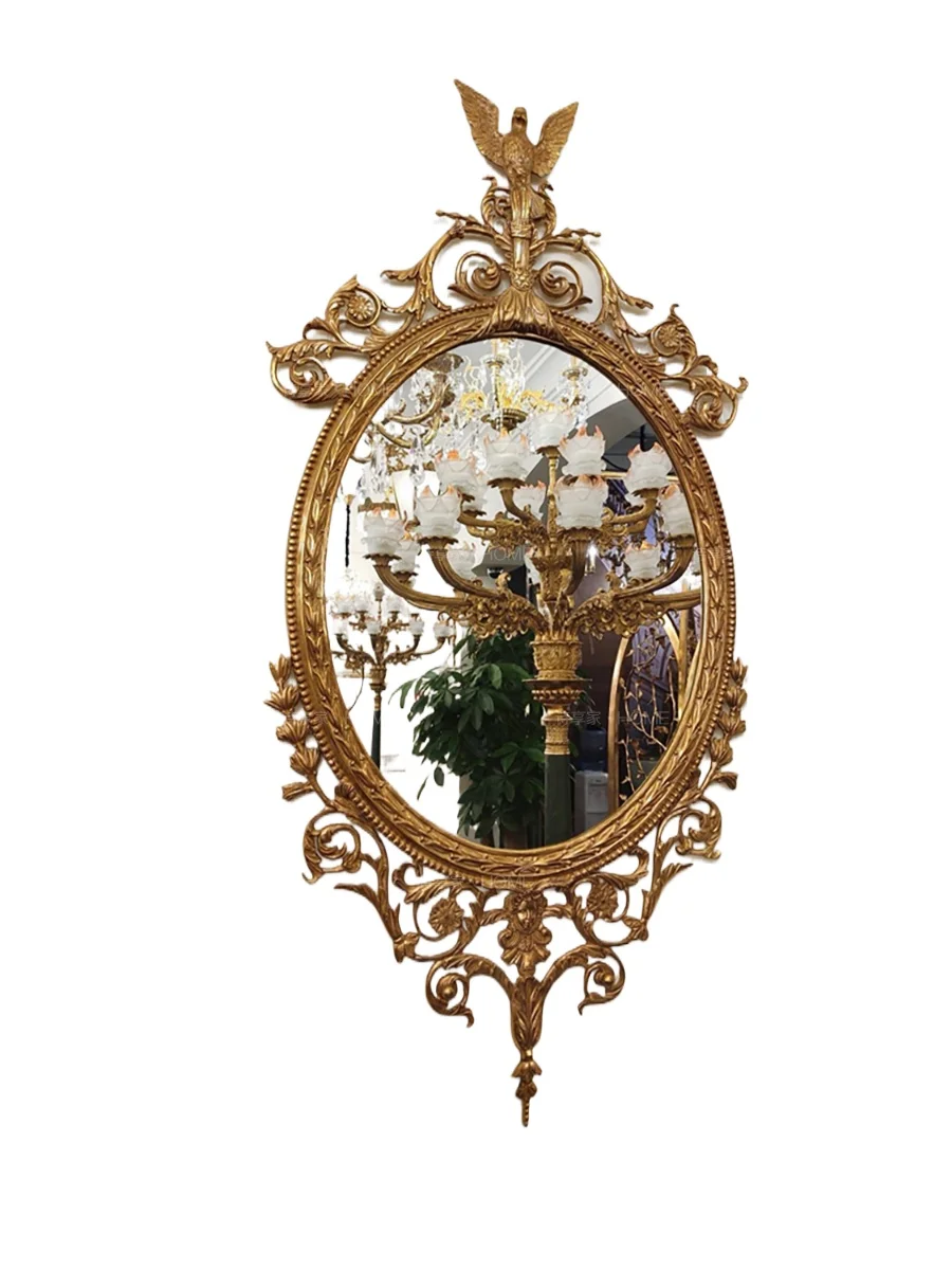 French retro villa living room entrance full copper mirror oval European hollow luxury dining side decorative
French retro villa living room entrance full copper mirror oval European hollow luxury dining side decorative