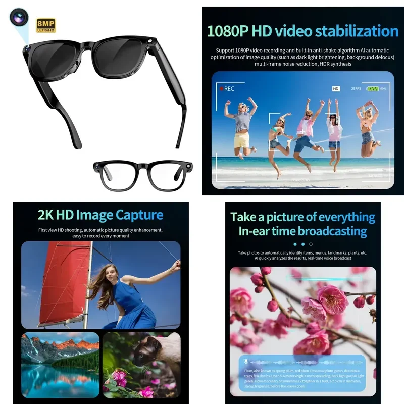 【CHIMU HOME】 CY01 Smart Glasses for 8MP Camera AI Real-Time Translation Touch Control Anti-Shake Video Recording Smart
【CHIMU HOME】 CY01 Smart Glasses for 8MP Camera AI Real-Time Translation Touch Control Anti-Shake Video Recording Smart