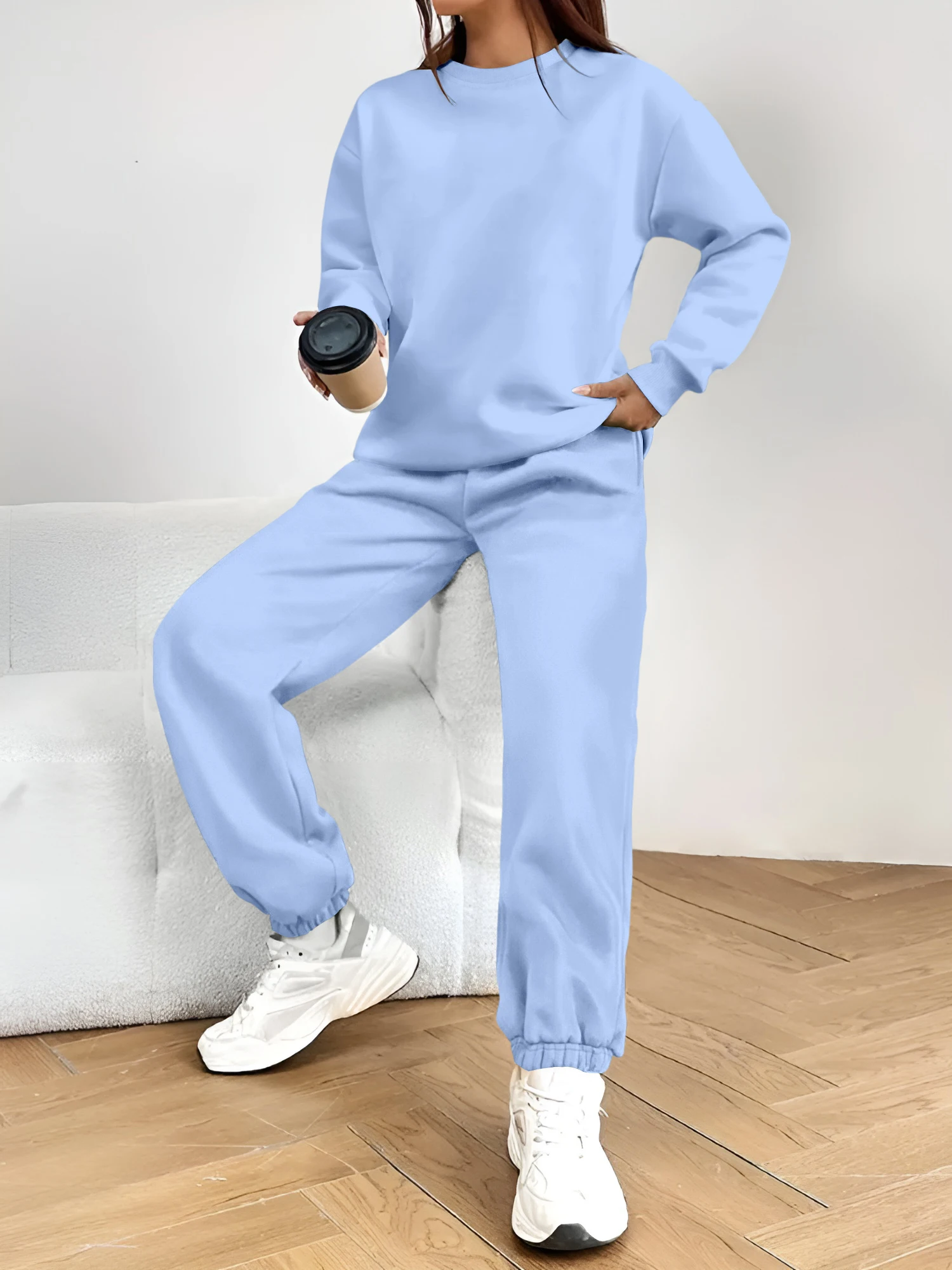 Women Classic Solid Two Piece Set, Loose Sweatshirt & Casual Joggers, All Match Daily Tracksuit
Women Classic Solid Two Piece Set, Loose Sweatshirt & Casual Joggers, All Match Daily Tracksuit
