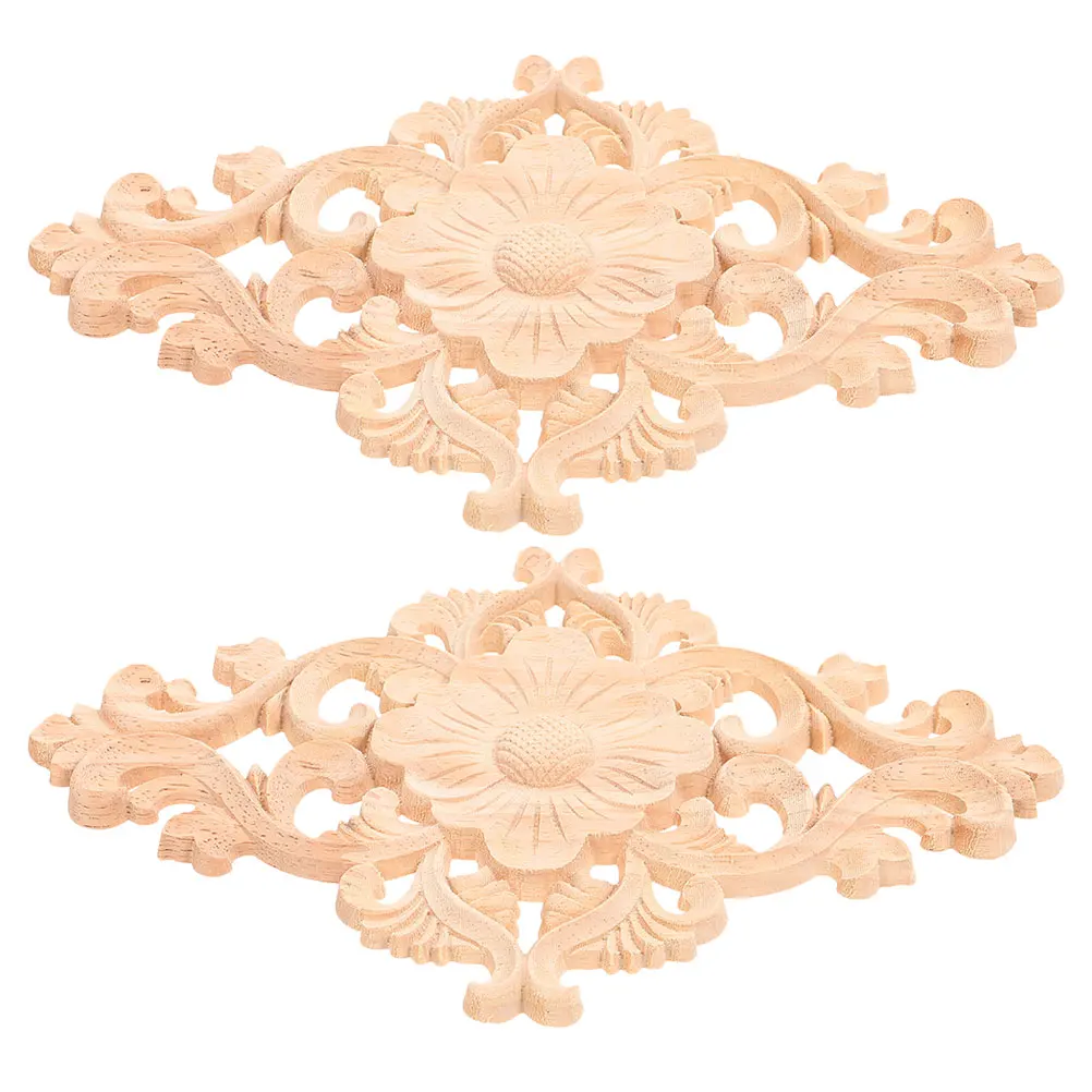 2 Pcs Solid Wood Applique Lintel Vintage Decor for Furniture to Weave Decorative Cabinet Ornaments Office Creative 
2 Pcs Solid Wood Applique Lintel Vintage Decor for Furniture to Weave Decorative Cabinet Ornaments Office Creative
