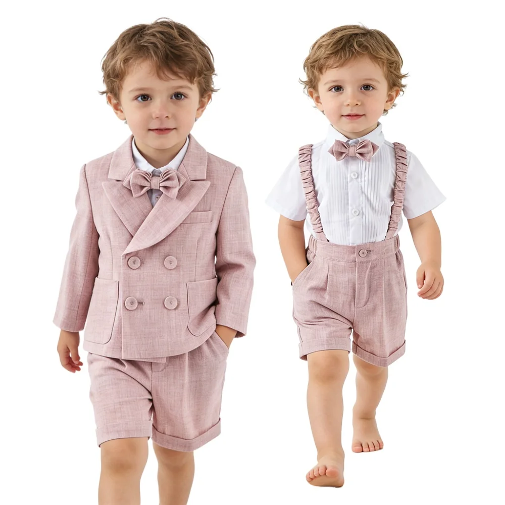 Очаровательный розовый костюм для маленьких мальчиков: пиджак и шорты на подтяжках, идеально подходит для свадьбы и фотосессий, комплект детской праздничной одежды
Очаровательный розовый костюм для маленьких мальчиков: пиджак и шорты на подтяжках, идеально подходит для свадьбы и фотосессий, комплект детской праздничной одежды