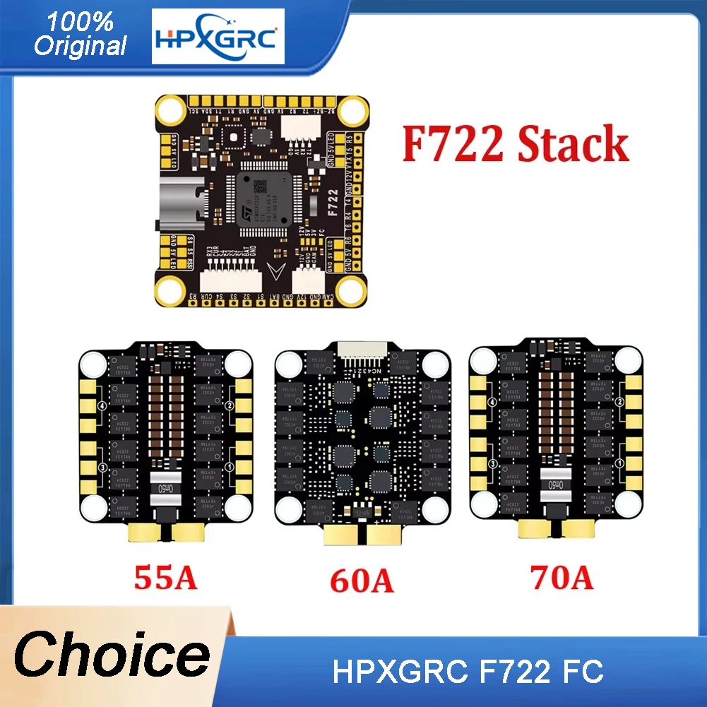 HPXGRC F722 Flight Controller ICM42688P With 55A/60A/70A 4in1 Brushless ESC Stack 30.5x30.5mm for For FPV Freestyle Racing Drone
HPXGRC F722 Flight Controller ICM42688P With 55A/60A/70A 4in1 Brushless ESC Stack 30.5x30.5mm for For FPV Freestyle Racing Drone