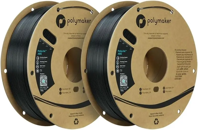 ABS Filament 1.75mm Black 2-Pack, 2kg PolyLite 3D Printer Filament, Heat Resistant & Strong, Dimensional Accuracy +/- 0.03mm
ABS Filament 1.75mm Black 2-Pack, 2kg PolyLite 3D Printer Filament, Heat Resistant & Strong, Dimensional Accuracy +/- 0.03mm