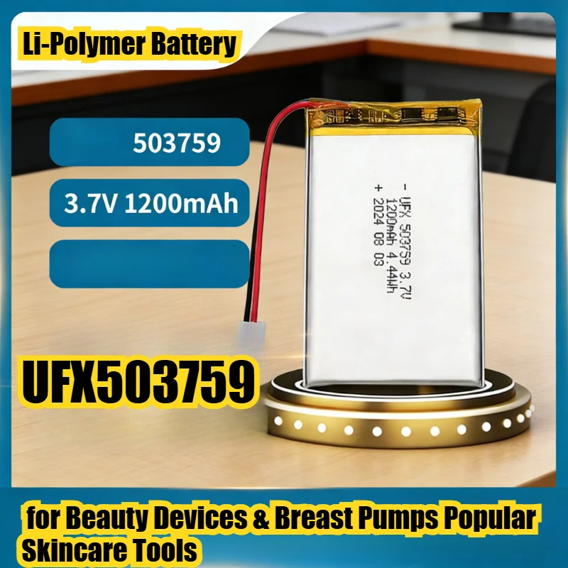 Аккумулятор Li-Polymer 1200 мАч UFX503759 3.7В для косметических приборов и молокоотсосов, популярные инструменты для ухода за кожей
Аккумулятор Li-Polymer 1200 мАч UFX503759 3.7В для косметических приборов и молокоотсосов, популярные инструменты для ухода за кожей