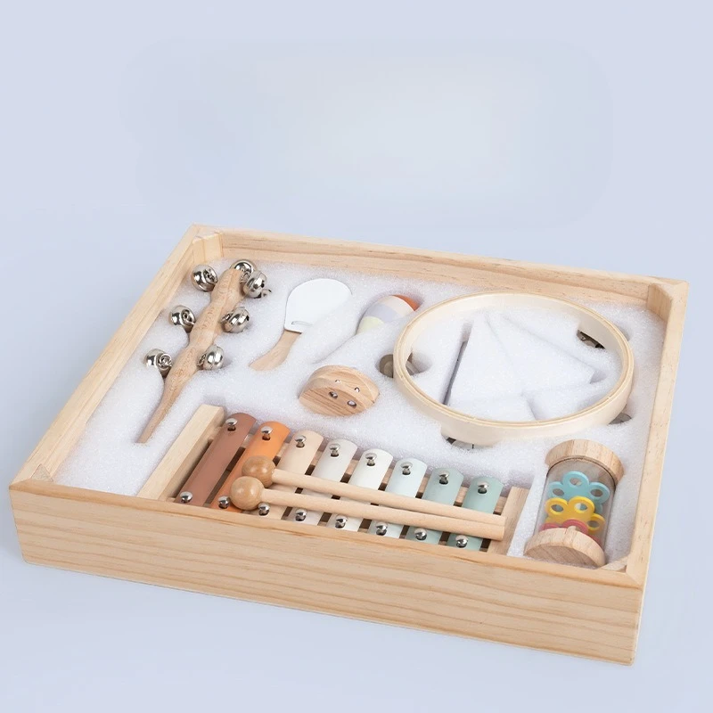 Wooden percussion instrument set complete set sand hammer bell sheepskin bell drum soundboard kindergarten primary school
Wooden percussion instrument set complete set sand hammer bell sheepskin bell drum soundboard kindergarten primary school