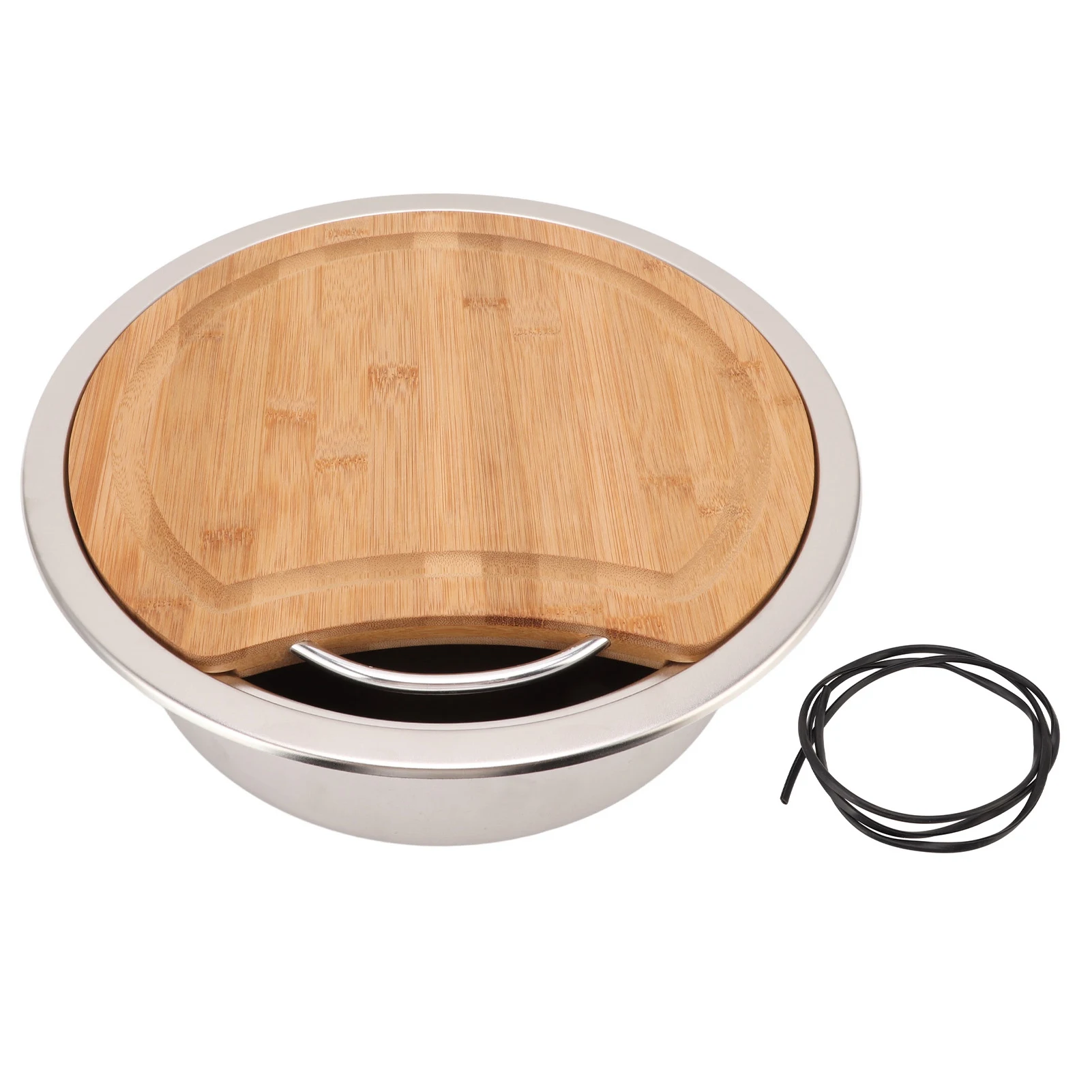 360x120mm/14.17x4.72in RV 304 Stainless Steel Sink Round Hand Wash Basin Sink with Bamboo Chopping Block for Boat Accessories
360x120mm/14.17x4.72in RV 304 Stainless Steel Sink Round Hand Wash Basin Sink with Bamboo Chopping Block for Boat Accessories