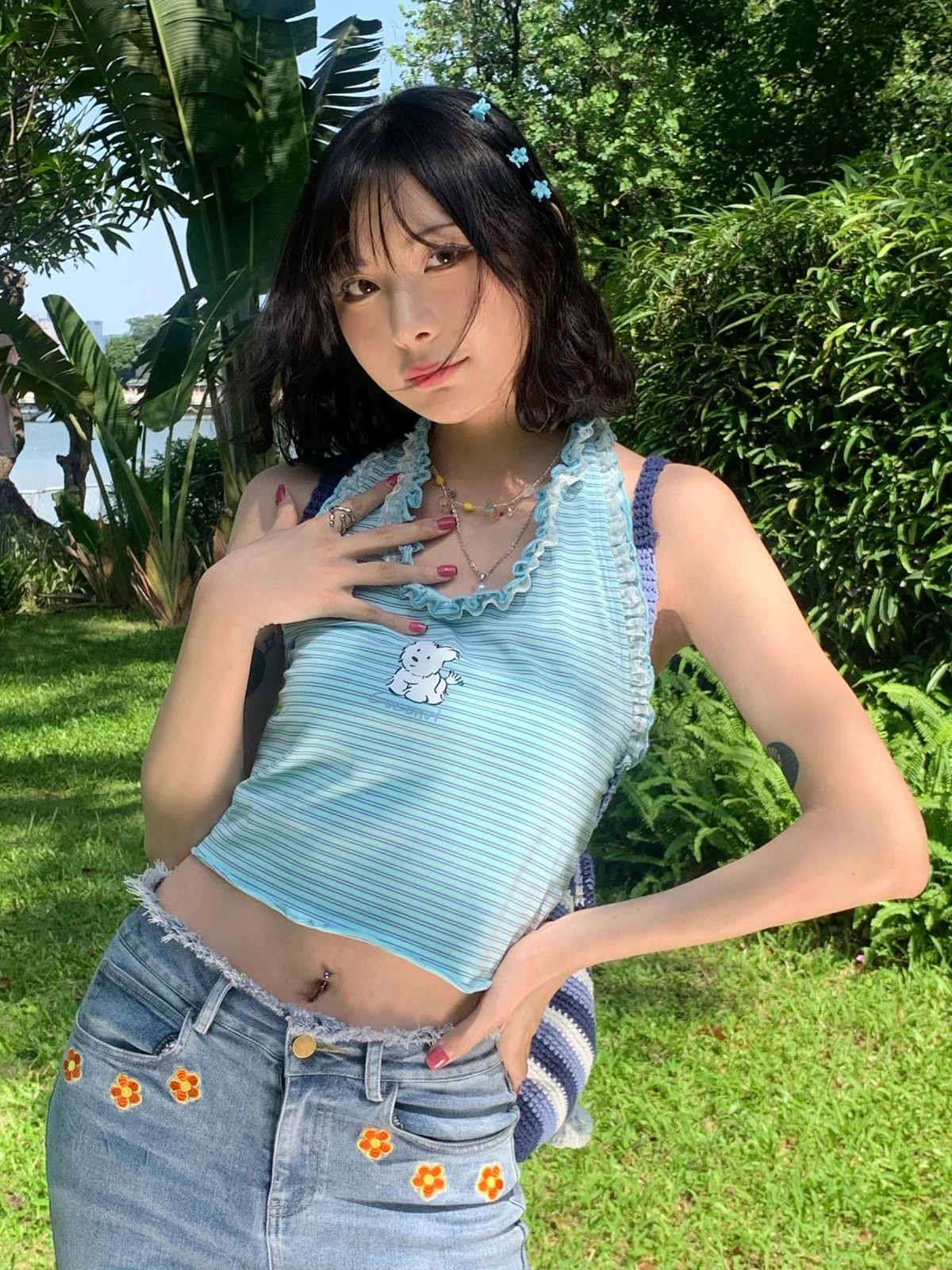 Deeptown Japanese Kawaii Style Halter Tops Women Harajuku Fashion Cute Dog Print Tank Top Y2k Sweet Blue Striped Crop Top Summer
Deeptown Japanese Kawaii Style Halter Tops Women Harajuku Fashion Cute Dog Print Tank Top Y2k Sweet Blue Striped Crop Top Summer