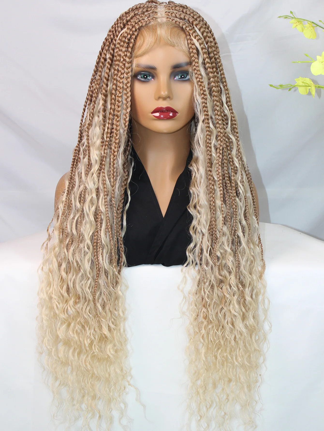 Медовый блондин 613 27 Плетеные парики Синтетический полный кружевной парик в стиле бохо с вьющимися волосами Конец богини без узлов Коробка Корнивен Косички Парик
Медовый блондин 613 27 Плетеные парики Синтетический полный кружевной парик в стиле бохо с вьющимися волосами Конец богини без узлов Коробка Корнивен Косички Парик