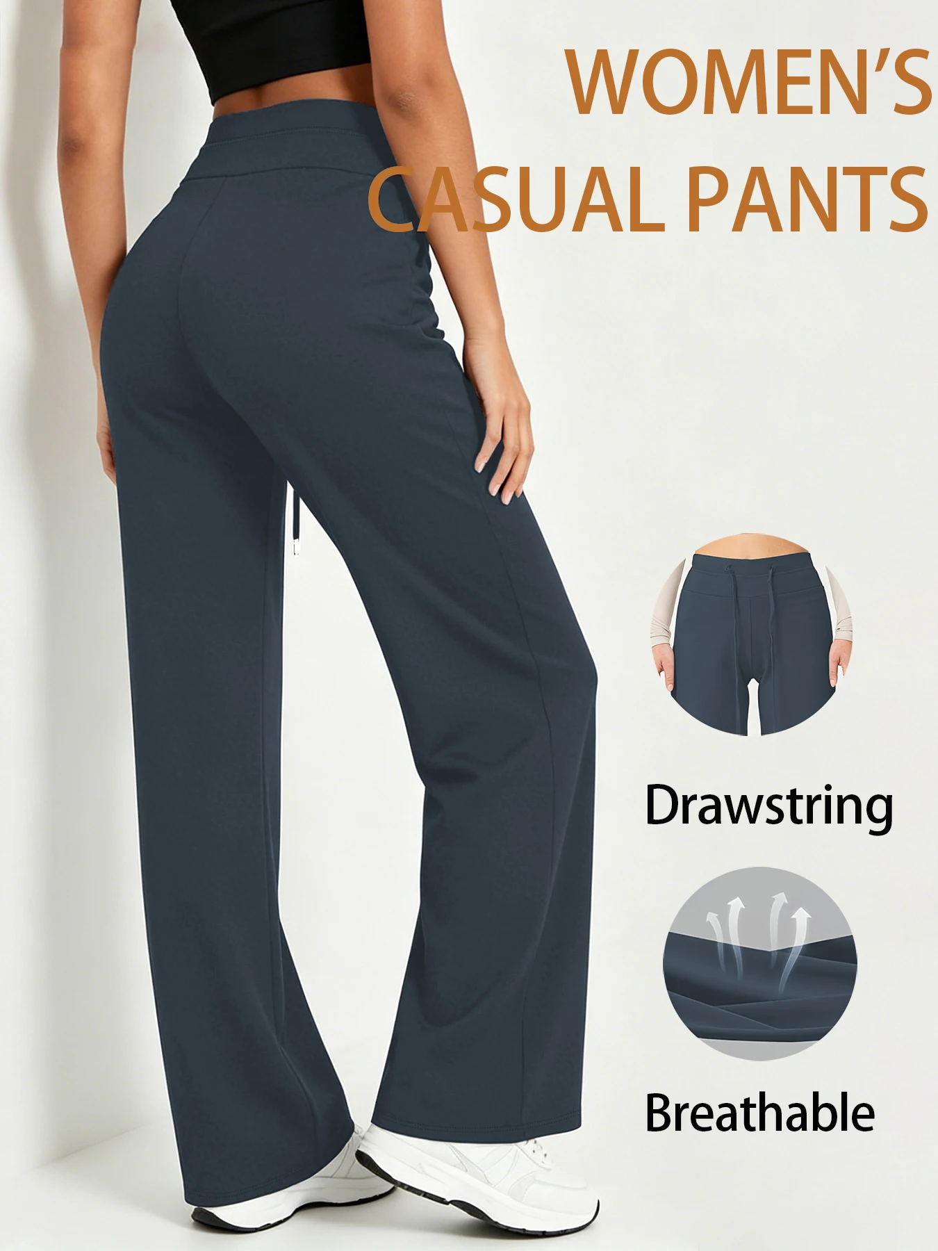 Women Drawstring Straight Wide Leg Pants, Nude Feel Yoga Pants, High-end Gray Trousers Versatile for Commute Sports Home Wear
Women Drawstring Straight Wide Leg Pants, Nude Feel Yoga Pants, High-end Gray Trousers Versatile for Commute Sports Home Wear