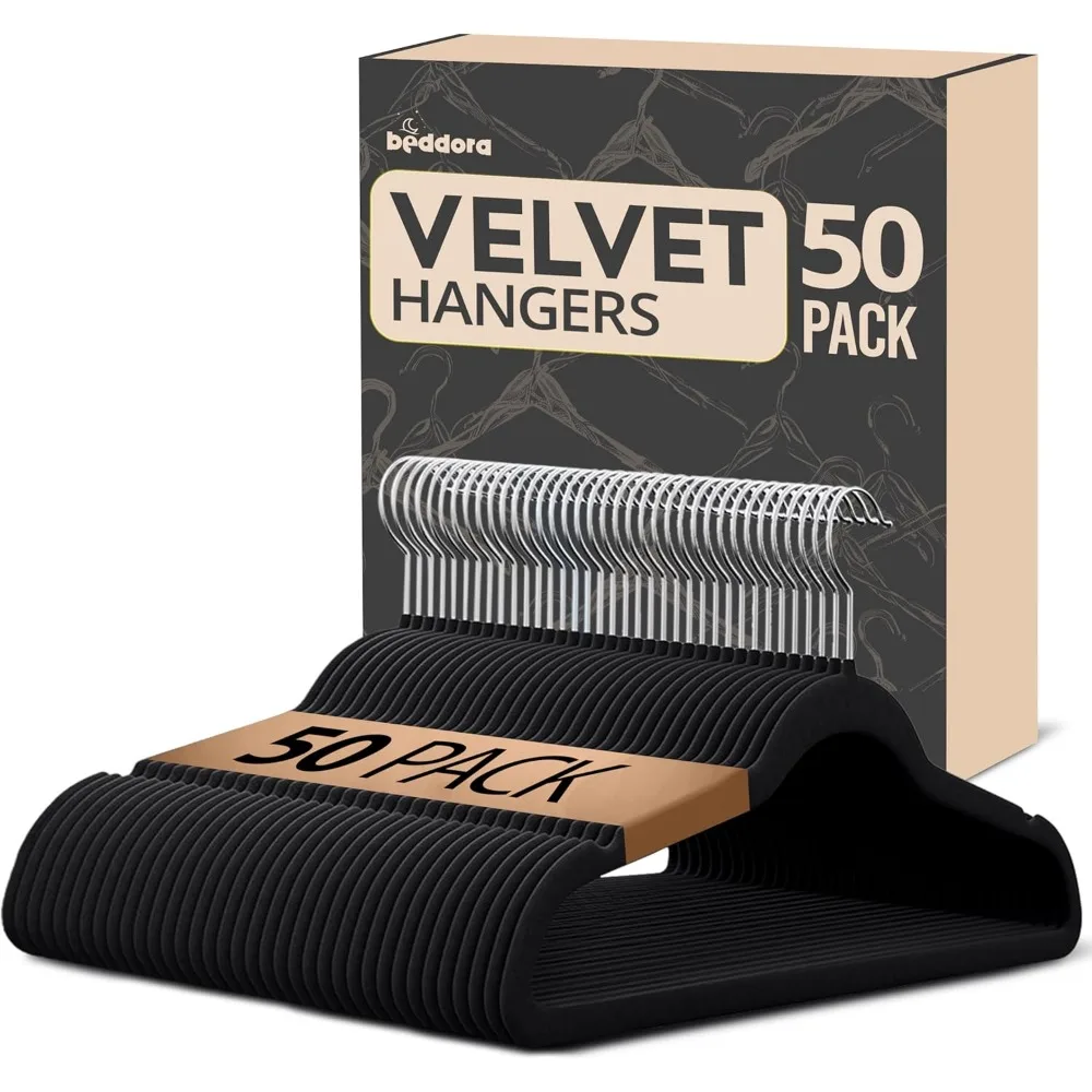 50 Pack Black Velvet Non-Slip Slim Space Saving Heavy Duty Clothes Hangers with 360 Swivel Hook
50 Pack Black Velvet Non-Slip Slim Space Saving Heavy Duty Clothes Hangers with 360 Swivel Hook