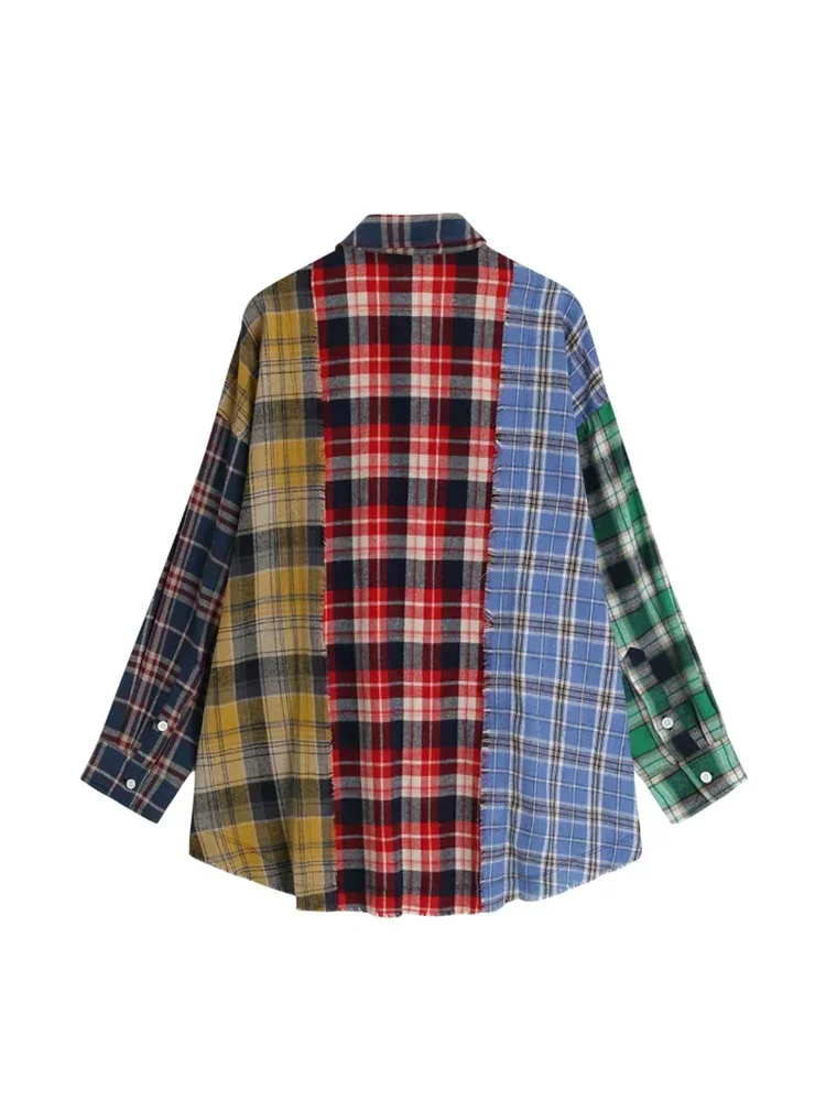 Women Patchwork Plaid Shirts and Blouses Y2k Vintage Korean Harajuku Fashion 90s Elegant Long Sleeve Polo-Neck Shirt Top Clothes
Women Patchwork Plaid Shirts and Blouses Y2k Vintage Korean Harajuku Fashion 90s Elegant Long Sleeve Polo-Neck Shirt Top Clothes