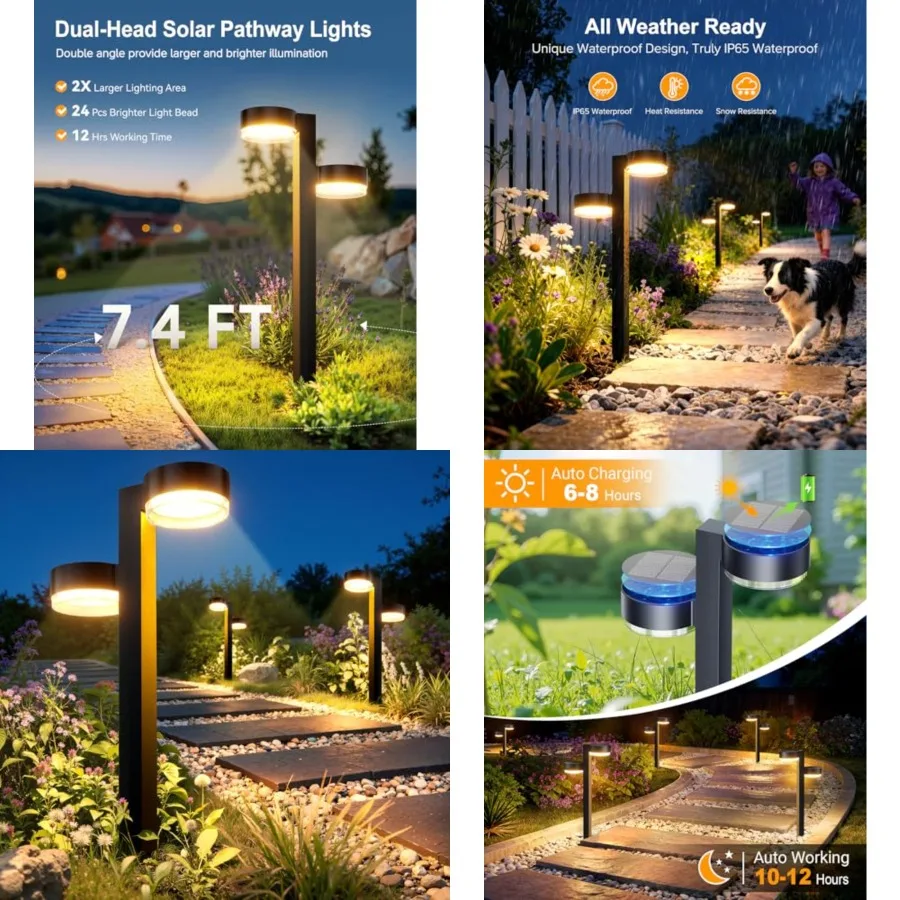 Bright Solar Pathway Lights Outdoor, with 1 Head Garden Lights Solar Powered Path Lights Up to 15Hrs, Auto On/Off Waterproof Ou
Bright Solar Pathway Lights Outdoor, with 1 Head Garden Lights Solar Powered Path Lights Up to 15Hrs, Auto On/Off Waterproof Ou