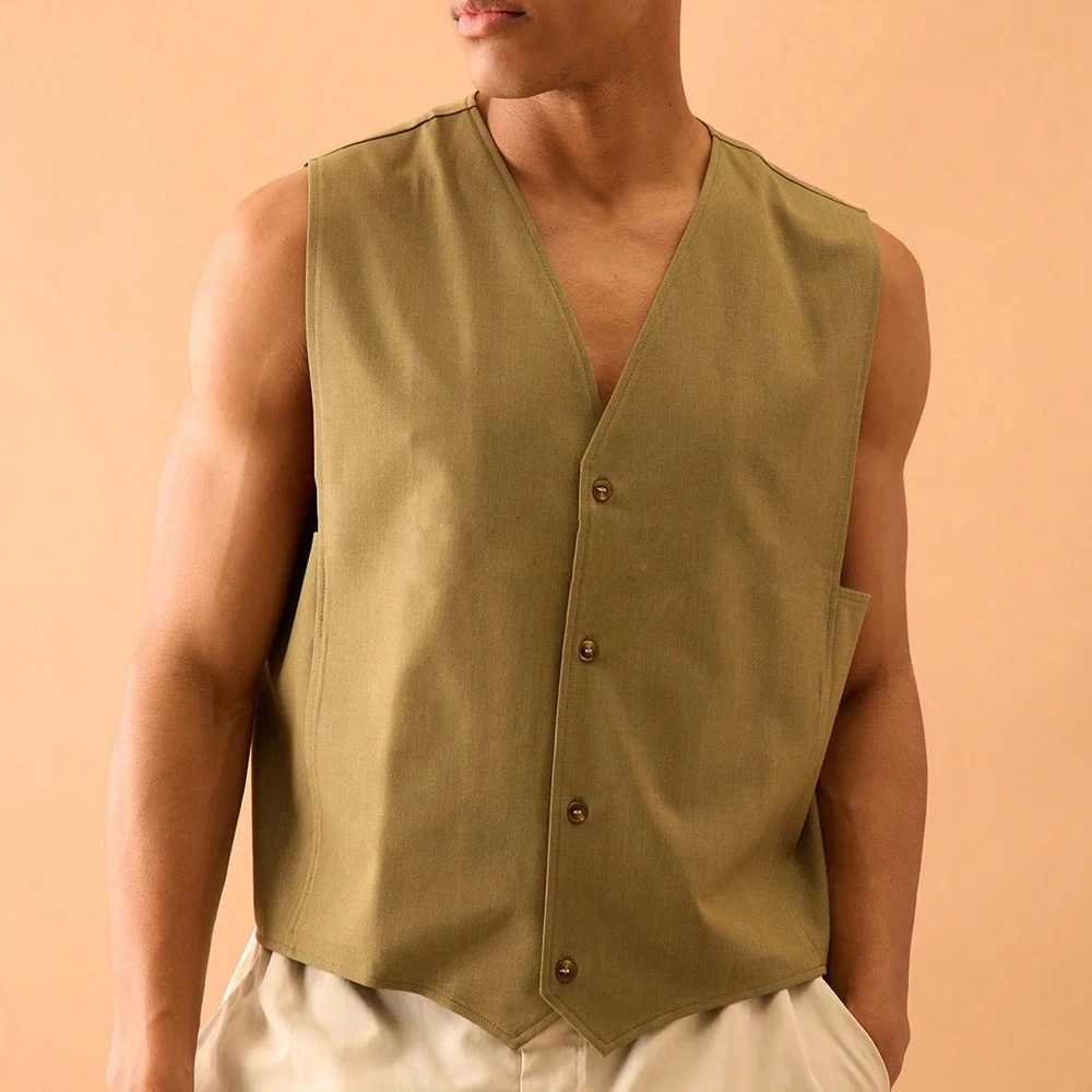 Casual Vest Man Single-breasted Formal Clothes Suits V-neck Men's Classic Vest Linen Fashion Suit Summer Work Working Vests
Casual Vest Man Single-breasted Formal Clothes Suits V-neck Men's Classic Vest Linen Fashion Suit Summer Work Working Vests