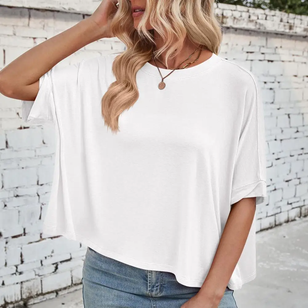Women Solid Color T-shirt Stylish Women's Batwing Sleeve Summer T-shirt Solid Colors Loose Fit Pullover Top for Wear Round Neck
Women Solid Color T-shirt Stylish Women's Batwing Sleeve Summer T-shirt Solid Colors Loose Fit Pullover Top for Wear Round Neck