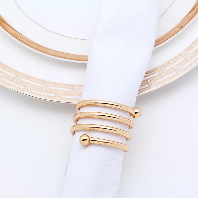 Stylish Gold Table Decoration and Accessories Spring Type Napkin Ring Alloy Elegant Wedding Napkin Holder Dining Table Decor
Stylish Gold Table Decoration and Accessories Spring Type Napkin Ring Alloy Elegant Wedding Napkin Holder Dining Table Decor