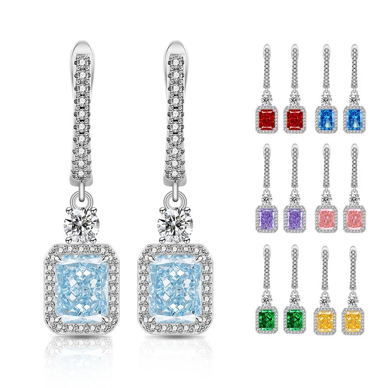Pure 925 sterling silver drop earrings, ice flower cut crystal square earrings, suitable for women and girls, are great gifts fo
Pure 925 sterling silver drop earrings, ice flower cut crystal square earrings, suitable for women and girls, are great gifts fo
