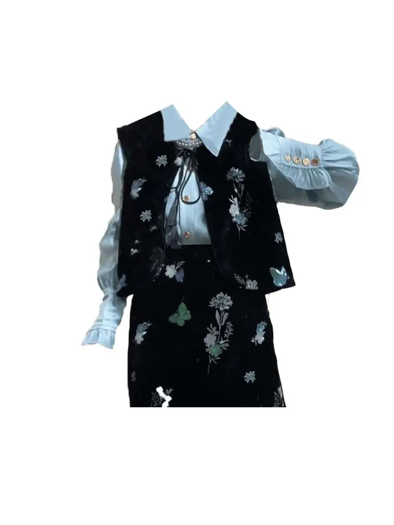 plus Size Women's Korean Style Long Sleeve Shirt Print Sleeveless Vest Skirt Three Piece Set Spring Fashion
plus Size Women's Korean Style Long Sleeve Shirt Print Sleeveless Vest Skirt Three Piece Set Spring Fashion