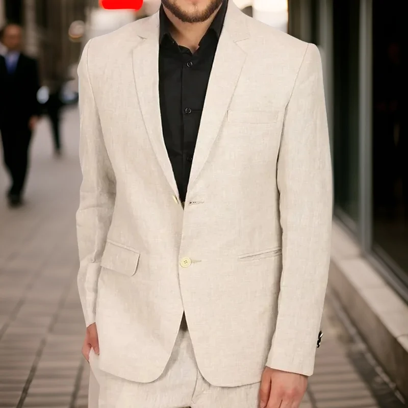 2 Pcs Linen Wedding Men Suits Beach Groom Tuxedo Fashion Suit Male Fashion Jacket with Pants Ready to Ship 2024
2 Pcs Linen Wedding Men Suits Beach Groom Tuxedo Fashion Suit Male Fashion Jacket with Pants Ready to Ship 2024