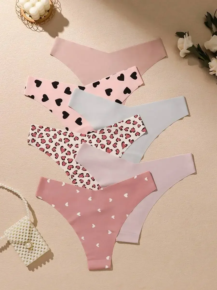 6 Pcs Womens Panties Solid And Heart Print Soft Comfortable Underwear For Home Wear
6 Pcs Womens Panties Solid And Heart Print Soft Comfortable Underwear For Home Wear