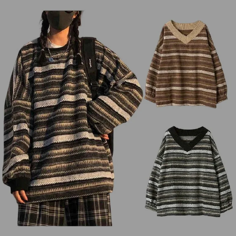 Women Striped Sweaters Autumn Knit Sweater Hip Hop Winter Long Loose Pullovers Striped Wool Pocket Sweater Jacket
Women Striped Sweaters Autumn Knit Sweater Hip Hop Winter Long Loose Pullovers Striped Wool Pocket Sweater Jacket