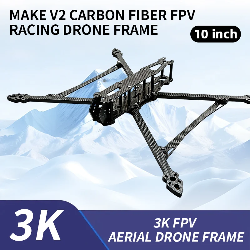 MARK V2 10 Inch 3K Carbon Fiber H-Type FPV Drone Frame Kit 375mm Wheelbase for Long Range Freestyle Racing
MARK V2 10 Inch 3K Carbon Fiber H-Type FPV Drone Frame Kit 375mm Wheelbase for Long Range Freestyle Racing