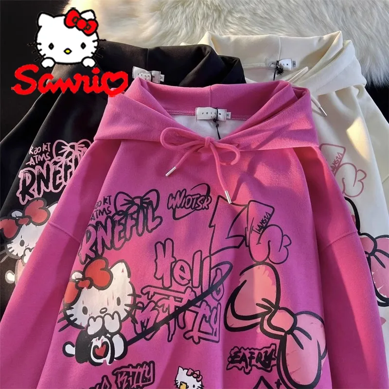 Sanrio Hello Kitty Woman's Hooded Sweatshirt Cartoon Fashion Girls Autumn Winter Round Neck Printed Loose Long Sleeve Tops Gifts
Sanrio Hello Kitty Woman's Hooded Sweatshirt Cartoon Fashion Girls Autumn Winter Round Neck Printed Loose Long Sleeve Tops Gifts