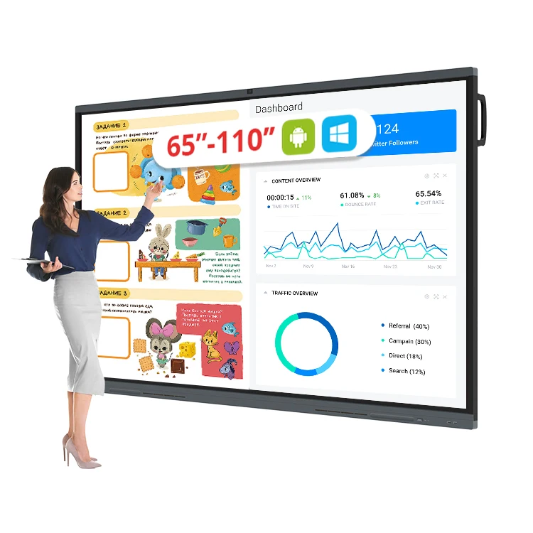 55 65 75 Inch Touch Screen Android 14 Interactive Flat Panel Display LCD Digital Whiteboard Smart Board For Classroom Conference
55 65 75 Inch Touch Screen Android 14 Interactive Flat Panel Display LCD Digital Whiteboard Smart Board For Classroom Conference