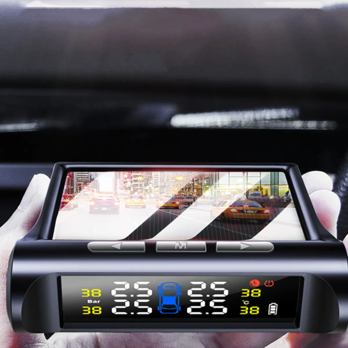 Wireless Solar Powered Tire Pressure Monitor System Real Wheel Display High Definition Color Screen Low Battery
Wireless Solar Powered Tire Pressure Monitor System Real Wheel Display High Definition Color Screen Low Battery