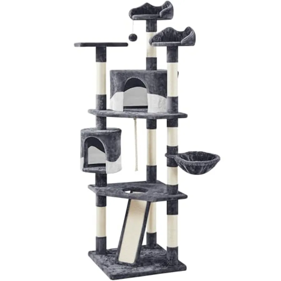 79in Multi-Level Cat Tree Indoor Cat Tower with Sisal-Covered Scratching Posts Plush Perches and Condo for Kittens Cats and Pet
79in Multi-Level Cat Tree Indoor Cat Tower with Sisal-Covered Scratching Posts Plush Perches and Condo for Kittens Cats and Pet