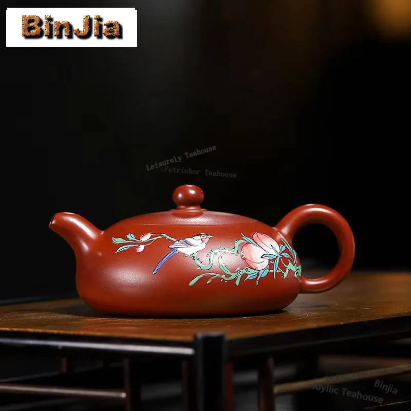 140ml Yixing Purple Clay Teapots Handmade Colour Enamels Half Moon Pot Raw Ore Dahongpao Mud Kettle With Infuser Zisha Tea Set
140ml Yixing Purple Clay Teapots Handmade Colour Enamels Half Moon Pot Raw Ore Dahongpao Mud Kettle With Infuser Zisha Tea Set