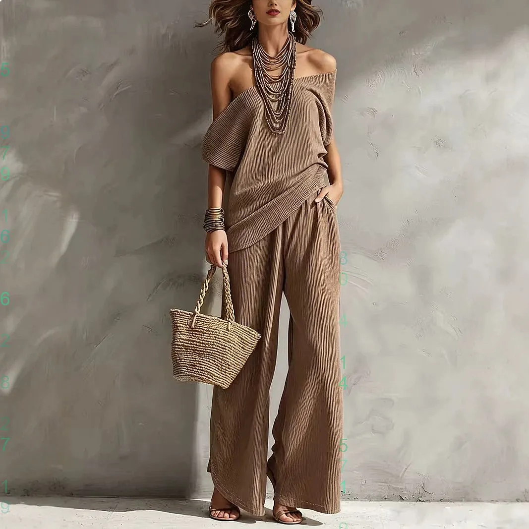 Sexy Off Shoulder Tops Two Piece Set Women Summer Jumpsuit Overall Pants Matching Set
Sexy Off Shoulder Tops Two Piece Set Women Summer Jumpsuit Overall Pants Matching Set
