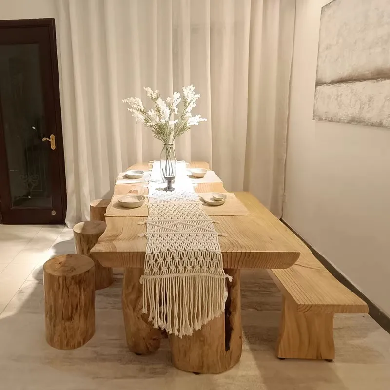 wabi-sabi wind eating Japanese dining simple solid wood tea and chair combination clothing display
wabi-sabi wind eating Japanese dining simple solid wood tea and chair combination clothing display