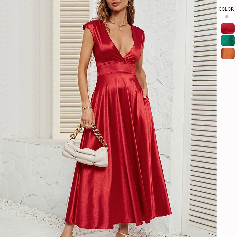 Women's Summer Dress Solid Color Commuter Deep V-neck Short-sleeved Skirt Women Birthday Dress for Women Vintage Dress
Women's Summer Dress Solid Color Commuter Deep V-neck Short-sleeved Skirt Women Birthday Dress for Women Vintage Dress