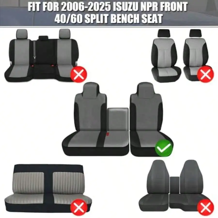 Custom Fit Front Seat Cover For 2006-2025 Isuzu NPR 40/60 Split Bench Knitted Fabric With Air Mesh Backing
Custom Fit Front Seat Cover For 2006-2025 Isuzu NPR 40/60 Split Bench Knitted Fabric With Air Mesh Backing