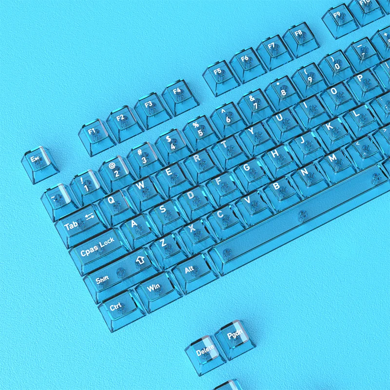 119 Key Blue RGB Backlit Crystal Keycaps Clear Transparent PC Keycaps UV Printing Cherry Profile for MX Switches Gaming keyboard 
119 Key Blue RGB Backlit Crystal Keycaps Clear Transparent PC Keycaps UV Printing Cherry Profile for MX Switches Gaming keyboard