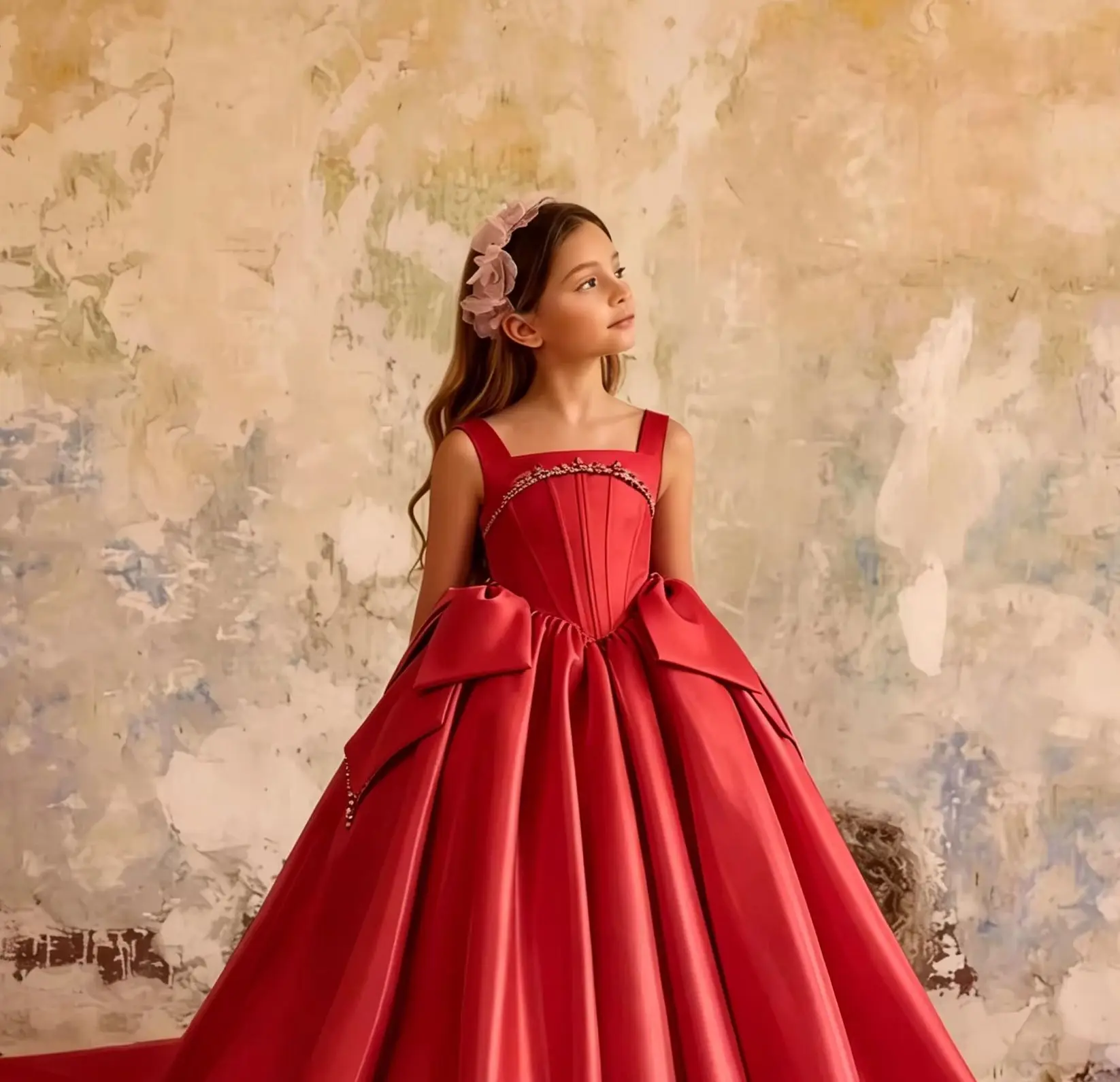 Elegant Satin Flower Girl Dress For Wedding Square Collar Floor Lenght Kids Birthday Party First Communion Gowns Custom
Elegant Satin Flower Girl Dress For Wedding Square Collar Floor Lenght Kids Birthday Party First Communion Gowns Custom