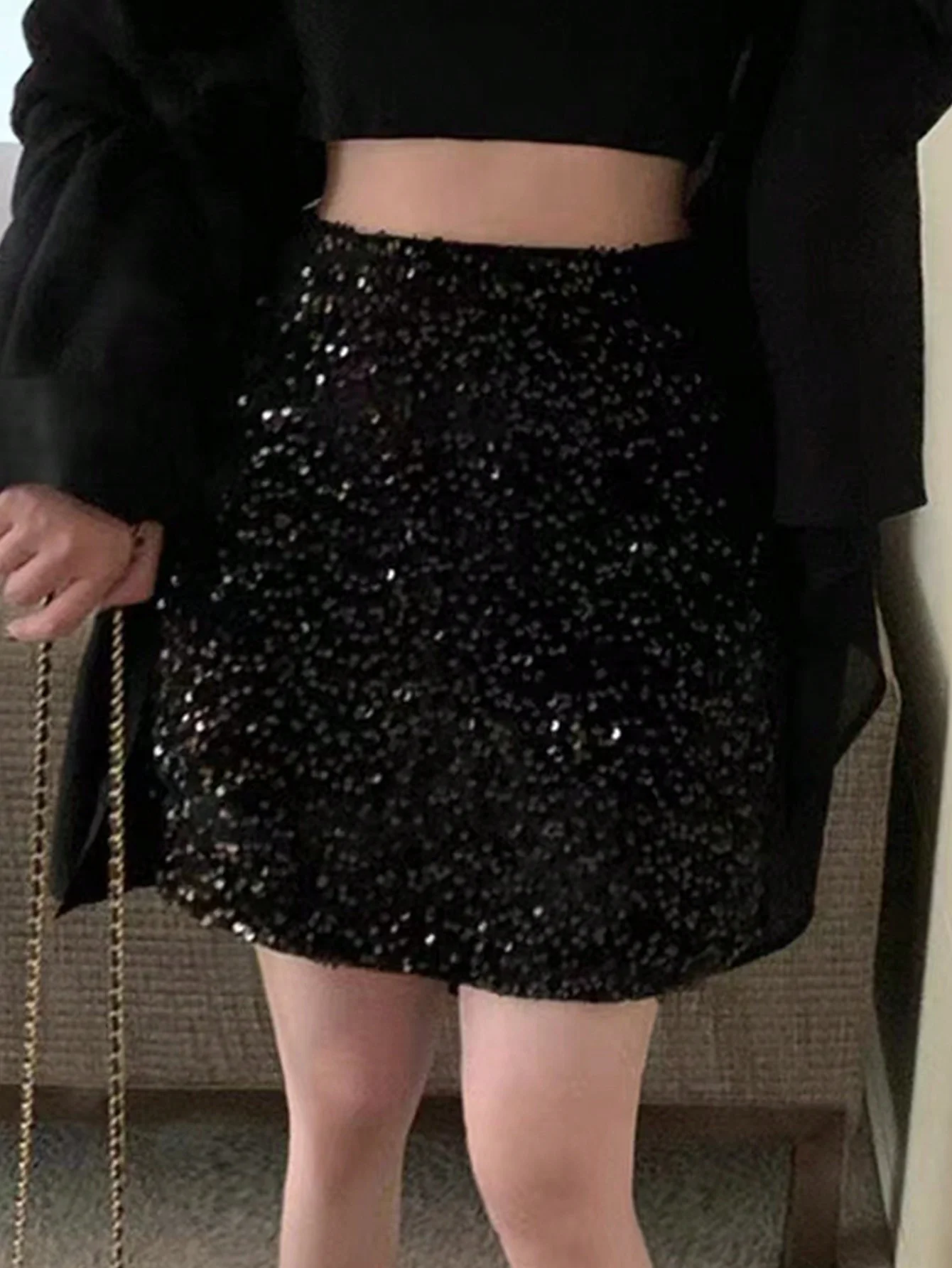 French Women's Sequined Decoration Simple Personality Women's Summer Temperament Hip-Hugging Short Skirt
French Women's Sequined Decoration Simple Personality Women's Summer Temperament Hip-Hugging Short Skirt