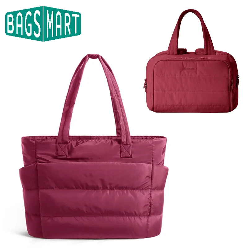 BAGSMART женская большая сумка, легкая стеганая сумка с отделениями и косметичкой, сумка на плечо, дорожная работа, тренажерный зал
BAGSMART женская большая сумка, легкая стеганая сумка с отделениями и косметичкой, сумка на плечо, дорожная работа, тренажерный зал