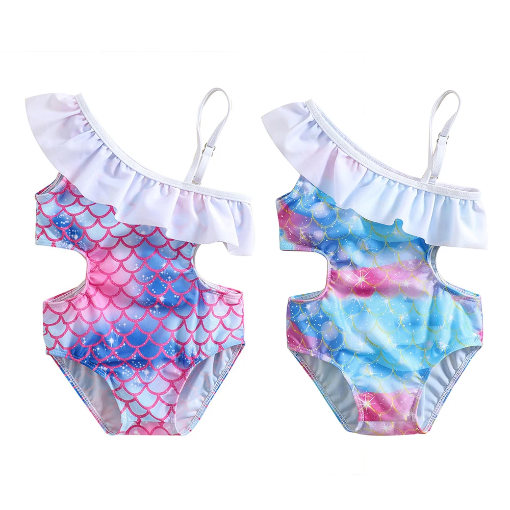 Summer Children's Swimsuit Mermaid One-piece Swimwear Girl One Shoulder Suspender Printed Beachwear Hollow-out Ruffles Bathing
Summer Children's Swimsuit Mermaid One-piece Swimwear Girl One Shoulder Suspender Printed Beachwear Hollow-out Ruffles Bathing