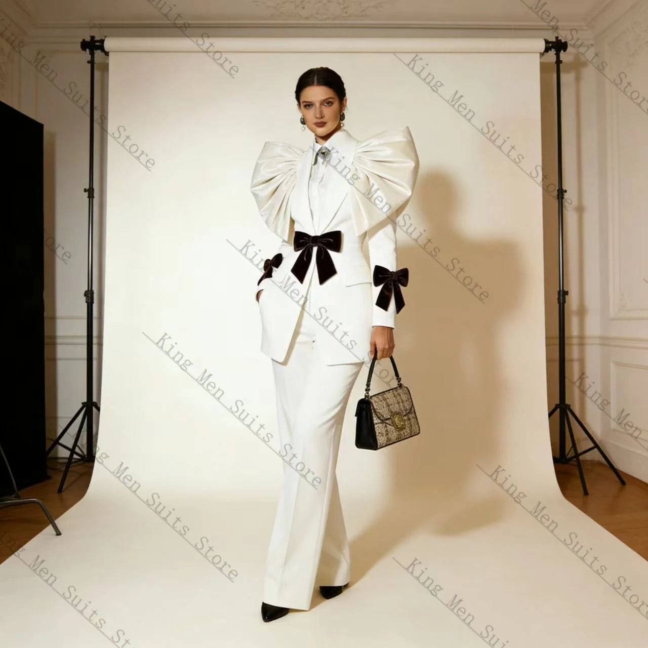 Bow White Black Women Suit Set 2 Pcs Blazer+Pants Trousers Cotton Customized Formal Office Wedding Tuxedos Coat Prom Jacket
Bow White Black Women Suit Set 2 Pcs Blazer+Pants Trousers Cotton Customized Formal Office Wedding Tuxedos Coat Prom Jacket